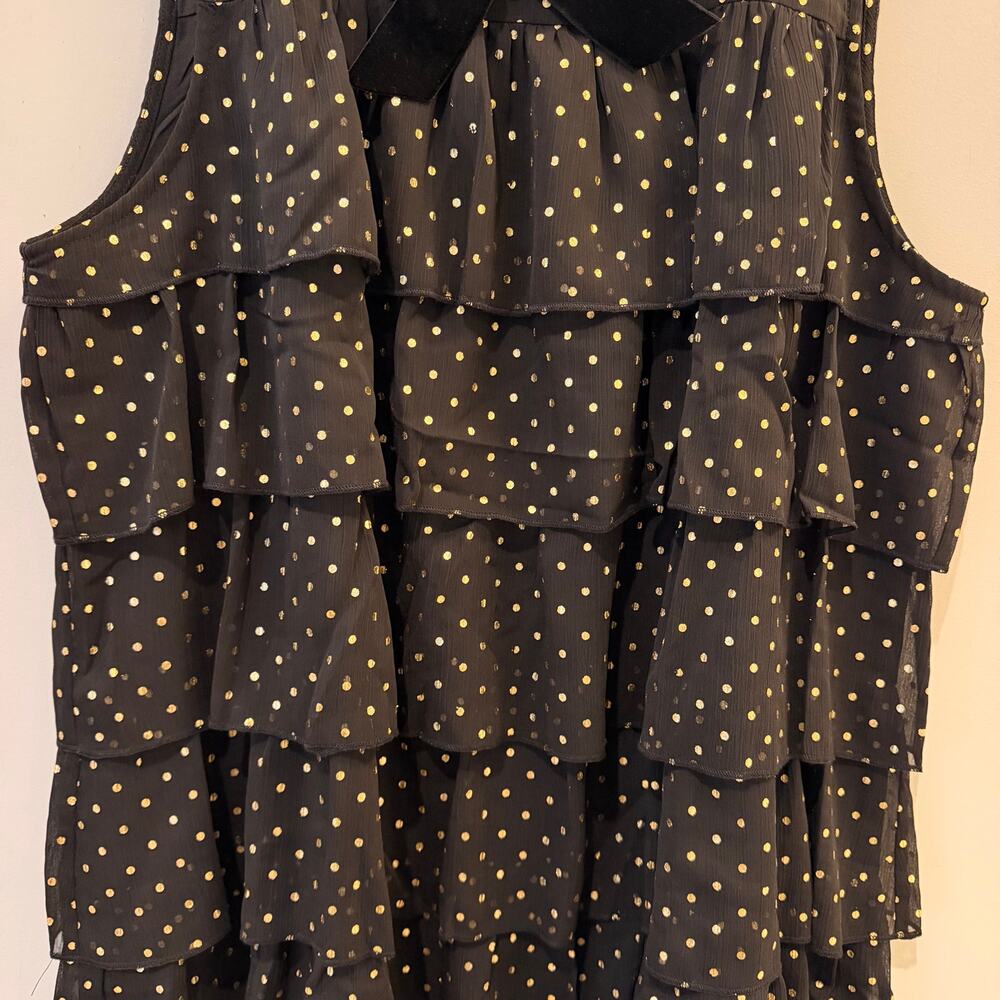 J.Crew Factory Polka Dot Tiered Chiffon Dress LBD Velvet Bow Date Trip CP905 NWT - Picture 7 of 16